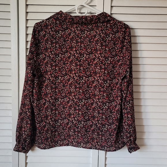 AQUA V-Neck Long Sleeve Shirt Blouse, Size S - Picture 11 of 11